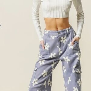 BiBi Lavender Floral Straight Leg Jeans